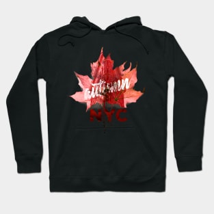 New York building inside a leaf autumn Hoodie